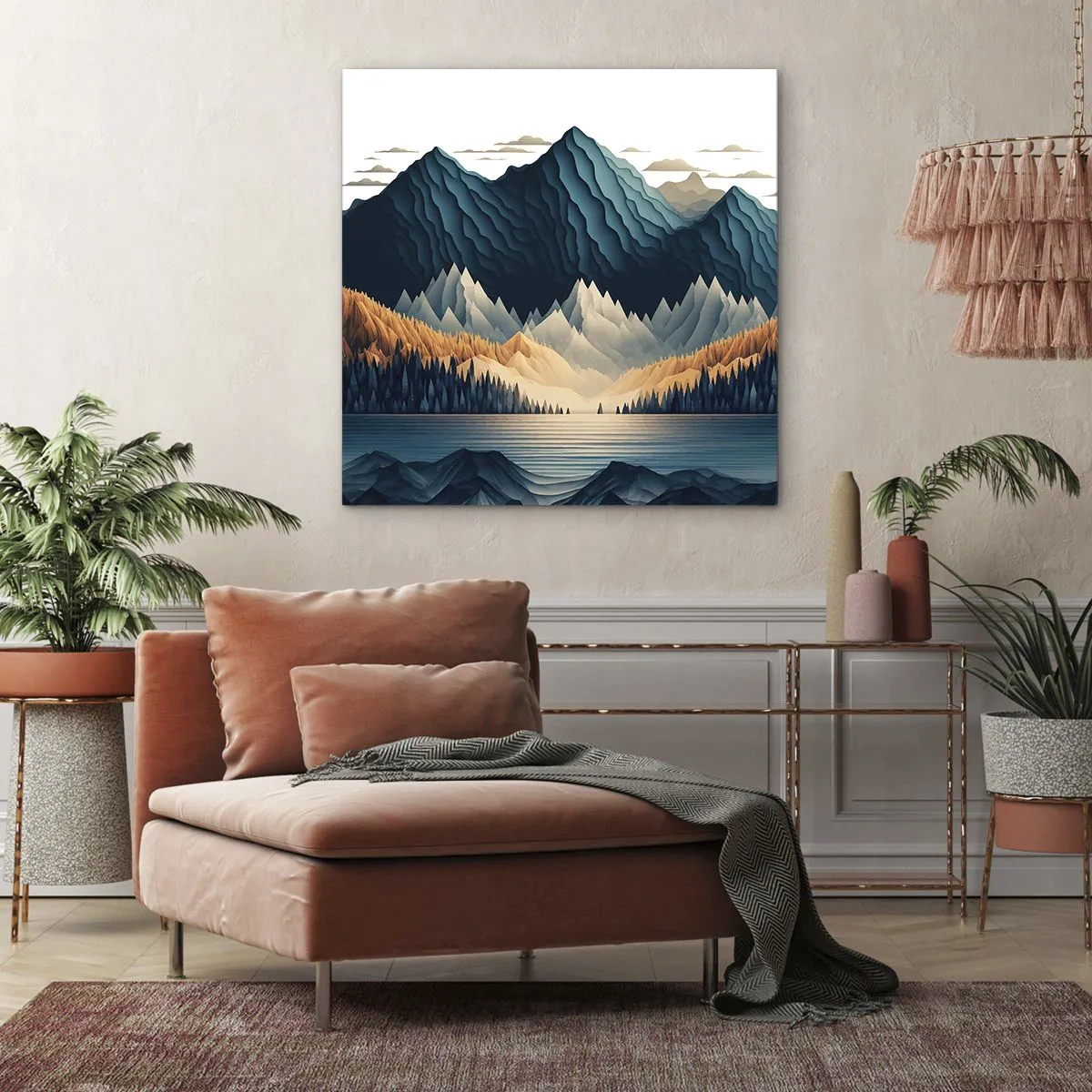 Bild auf Leinwand - Leinwandbild - Perfekte Berglandschaft - 70x70 cm