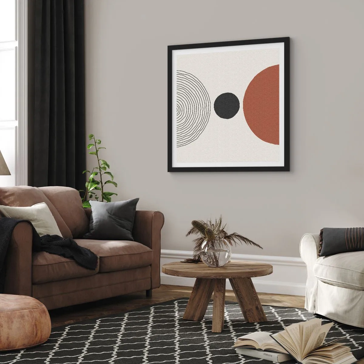 Poster in einem schwarzem Rahmen - Das Zentrum der Aufmerksamkeit - 50x50 cm