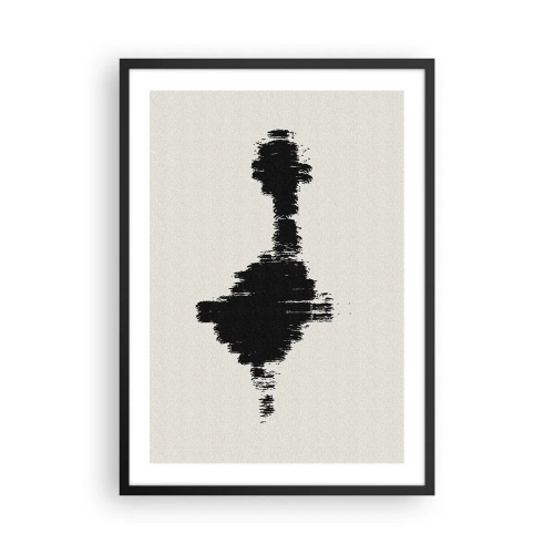 Poster in einem schwarzem Rahmen - Minimalistische Abstraktion in Schwarzweiß - 50x70cm - Schwingungen der Fantasie - Moderne Wanddekoration für Wohnzimmer und Schlafzimmer ARTTOR