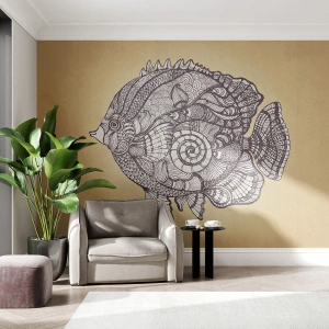 Maßgeschneiderte Fototapete Premium Sand - Aus dem Ozean der Ornamente - Fisch, Ornament, Dekoration
