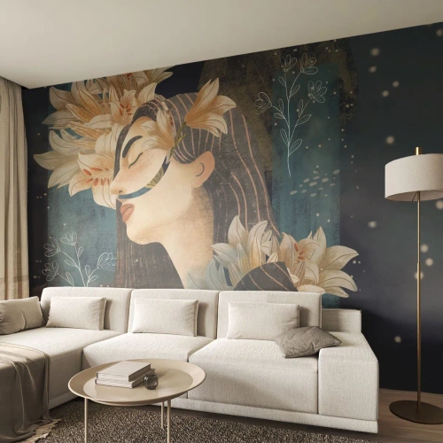 Fototapete Standard Eco - Ein Märchen über eine Prinzessin mit Lilien - Abstraktion, Frau, Blumen - 250x175 cm