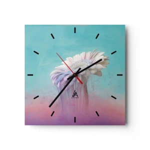 Wanduhr - Glasuhr - Pastellfarbene Gerbera mit Unschärfeeffekt - 30x30cm - Blumenunterwelt - Moderne Wanddekoration für Wohnzimmer und Schlafzimmer ARTTOR