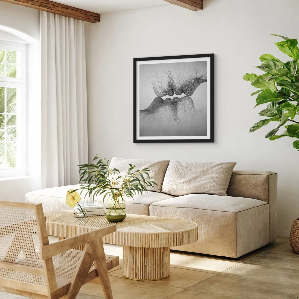 Poster in einem schwarzem Rahmen - Kuss des Windes - 40x40 cm