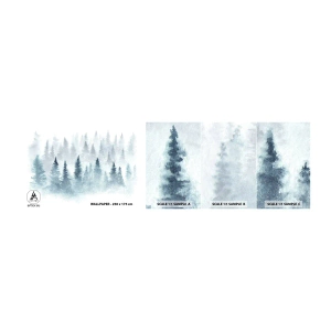 Fototapeten Muster Selbstklebend Deluxe Sticker - In Nebel gehüllt - Landschaft, Wald, Fichte - 100x30 cm