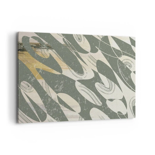 Bild auf Leinwand - Leinwandbild - Dynamische Formen in Grün- und Goldtönen - 100x70cm - Rhythmische Abstraktion - Moderne Wanddekoration für Wohnzimmer und Schlafzimmer ARTTOR