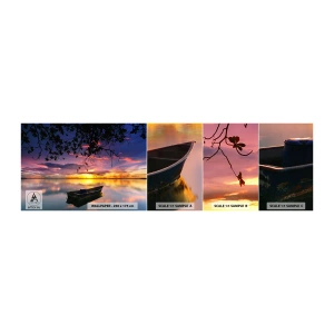 Fototapetenmuster Standard Eco - Du scheinst mitten am Himmel zu hängen... - Landschaft, Sonnenuntergang, See - 100x30 cm