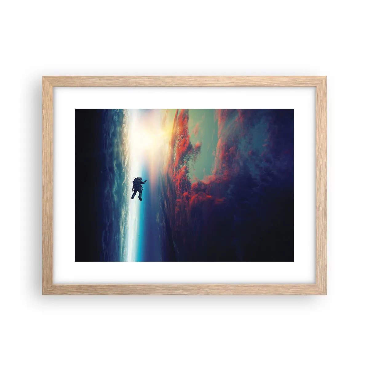 Poster in einem Rahmen aus heller Eiche - Sich dem Universum stellen - 40x30 cm