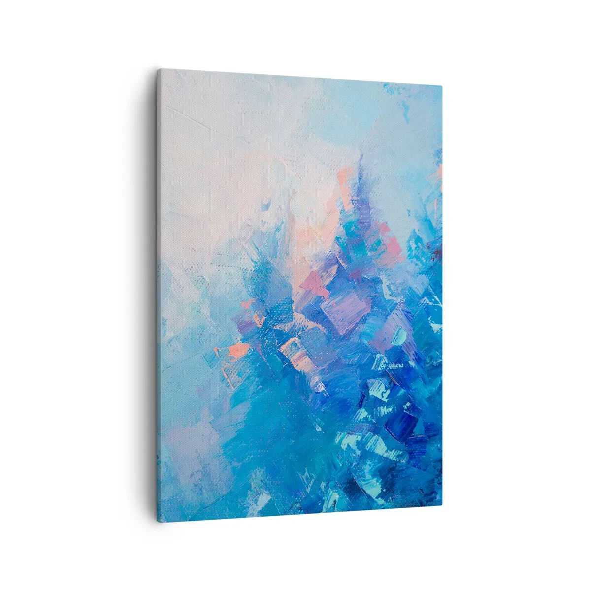 Bild auf Leinwand - Leinwandbild - Abstrakte Komposition in Blau- und Rosatönen - 50x70cm - Winter-Abstraktion - Moderne Wanddekoration für Wohnzimmer und Schlafzimmer ARTTOR