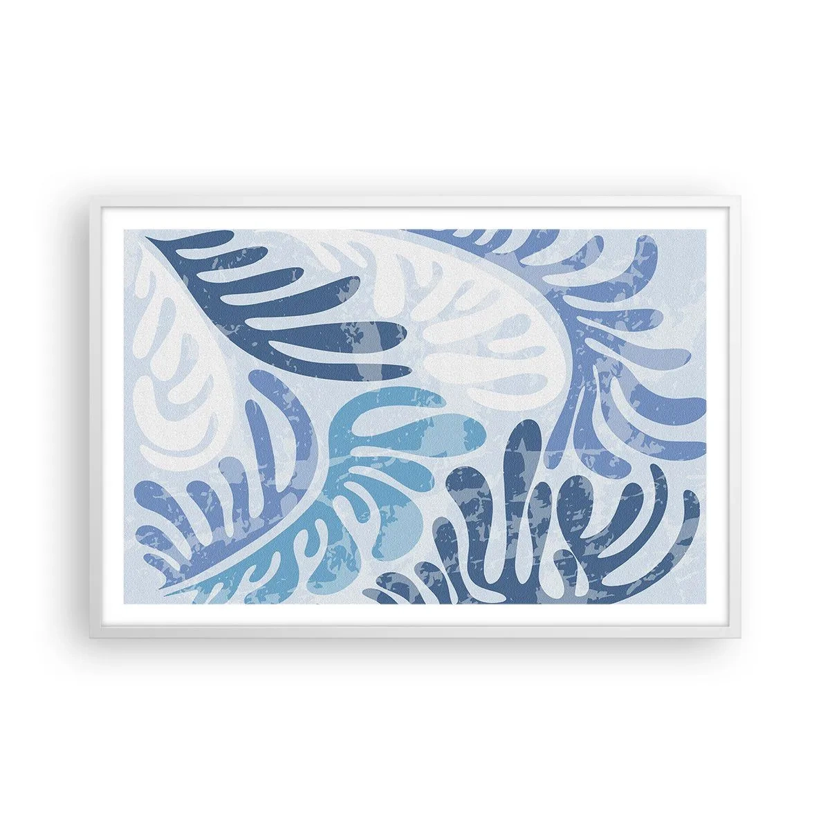 Poster in einem weißen Rahmen - Blaue Farne - 91x61 cm