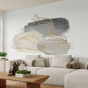 Maßgeschneiderte Fototapete Premium Canvas - Dauer und Bewegung - Abstraktion, Stück, Gold