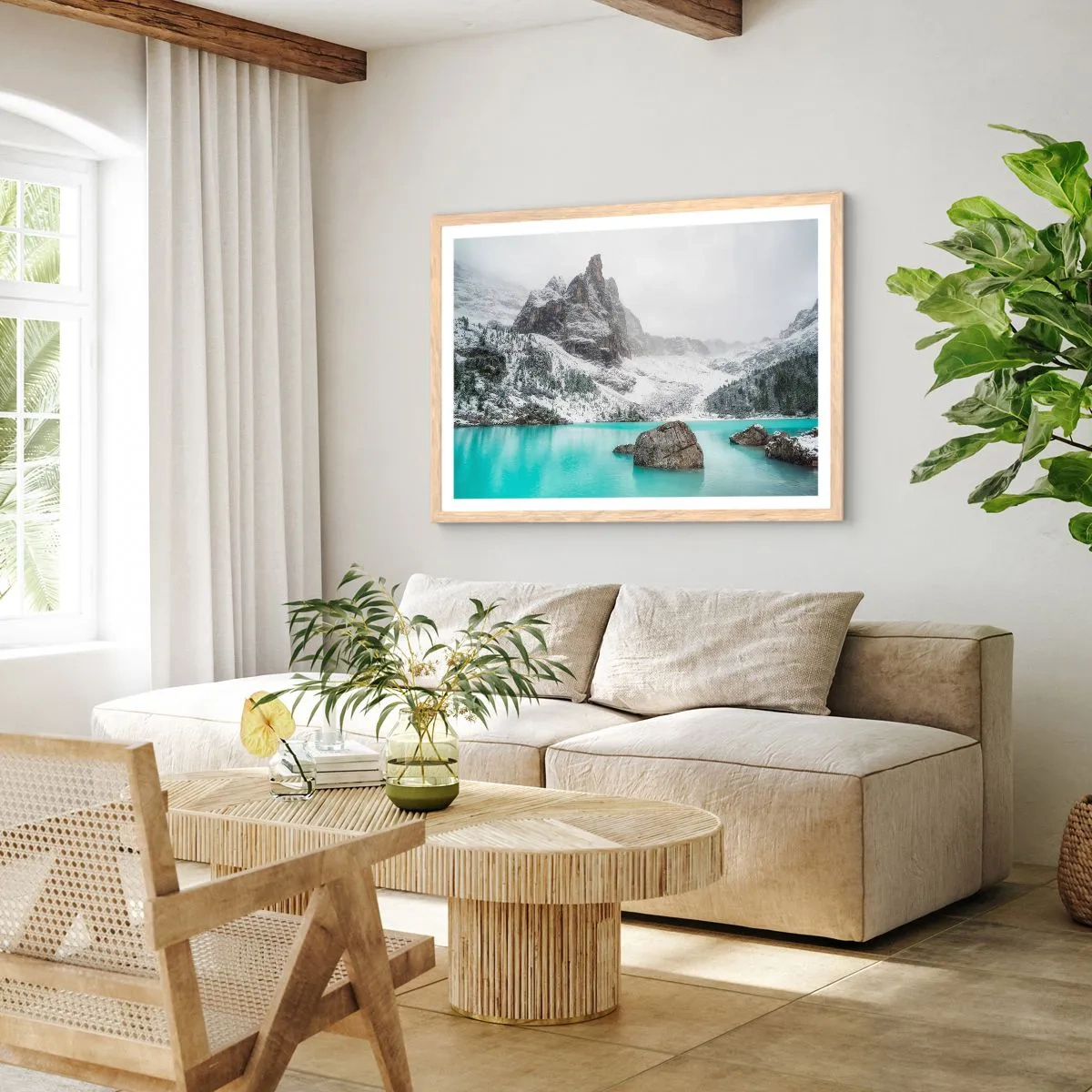 Poster in einem Rahmen aus heller Eiche - Auf der Hut - 91x61 cm