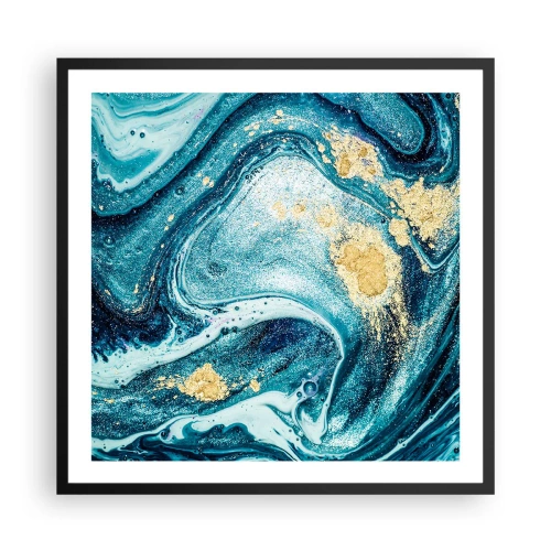 Poster in einem schwarzem Rahmen - Blauer Wirbel - 60x60 cm