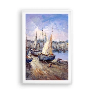 Poster in einem weißen Rahmen - Stadt an der Bucht - 61x91 cm