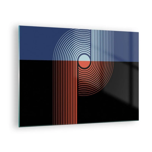Glasbild - Bild auf glas - Moderne geometrische Grafiken in Kontrastfarben - 70x50cm - In einer geometrischen Umarmung - Moderne Wanddekoration für Wohnzimmer und Schlafzimmer ARTTOR
