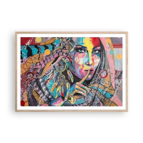 Poster in einem Rahmen aus heller Eiche - Sei still, bis du verstehst - 100x70 cm