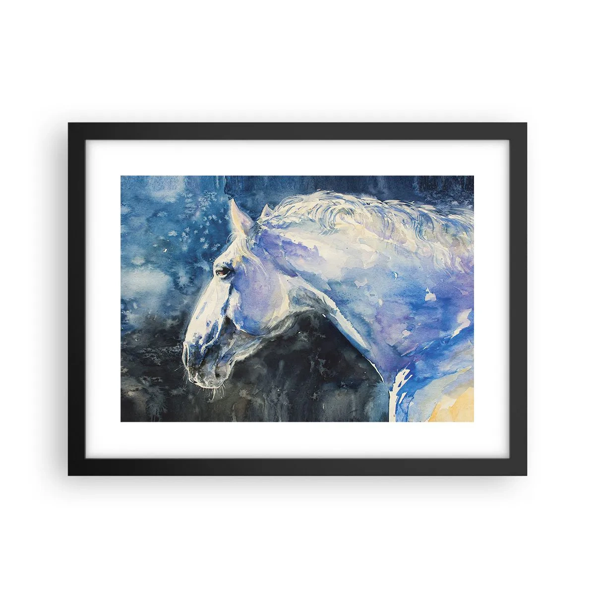 Poster in einem schwarzem Rahmen - Porträt in blauem Glanz - 40x30 cm