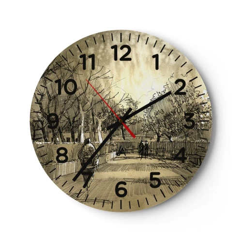 Wanduhr - Glasuhr - Ein Moment mit einer Feder angehalten - 30x30 cm