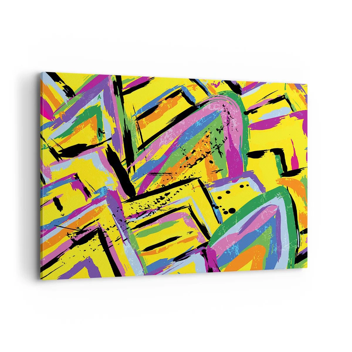 Bild auf Leinwand - Leinwandbild - Lebendige Abstraktion in leuchtenden Farben und dynamischen Formen - 100x70cm - Bis sie vor Freude schreit - Moderne Wanddekoration für Wohnzimmer und Schlafzimmer ARTTOR