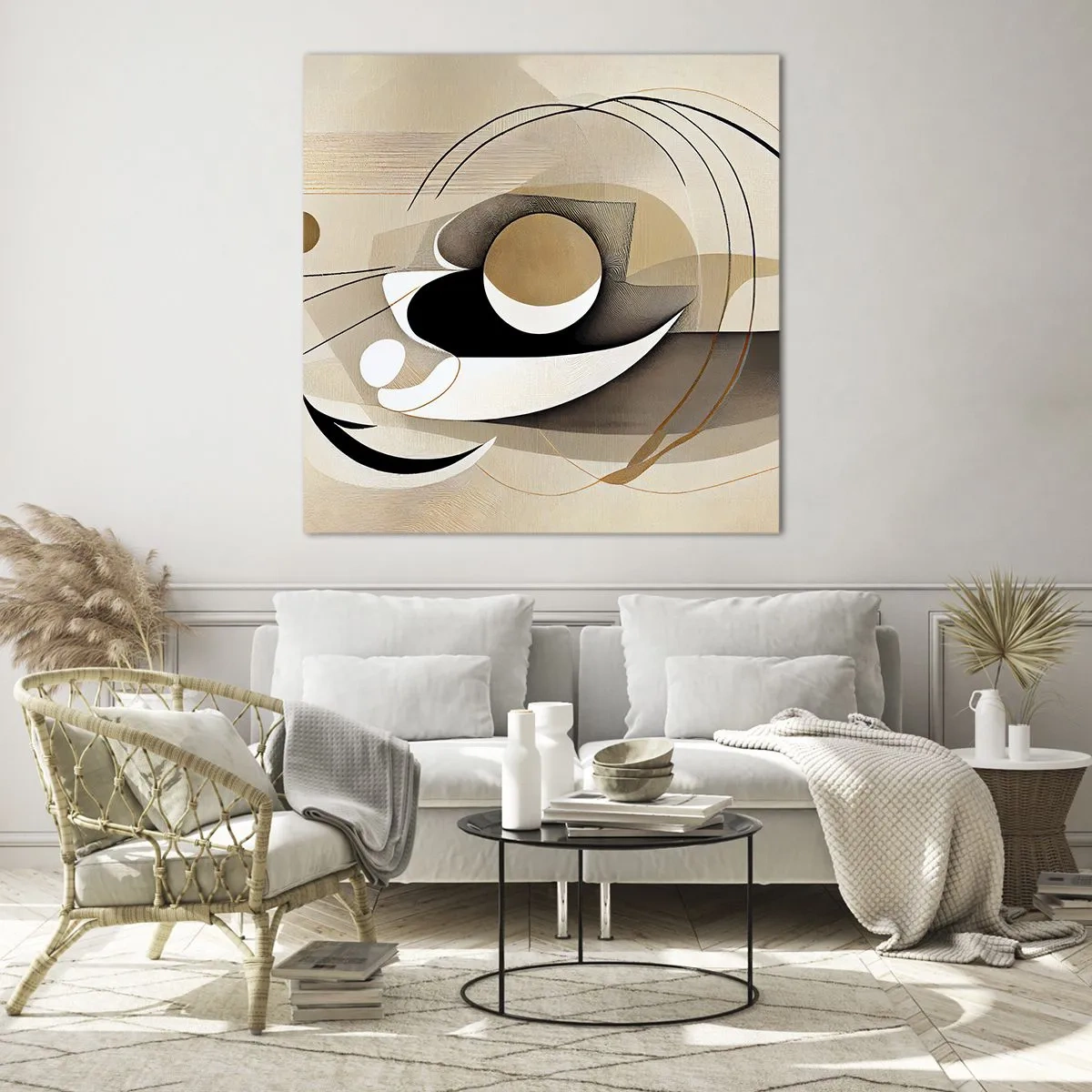 Glasbild - Bild auf glas - Komposition: die Essenz des Wortes - 70x70 cm