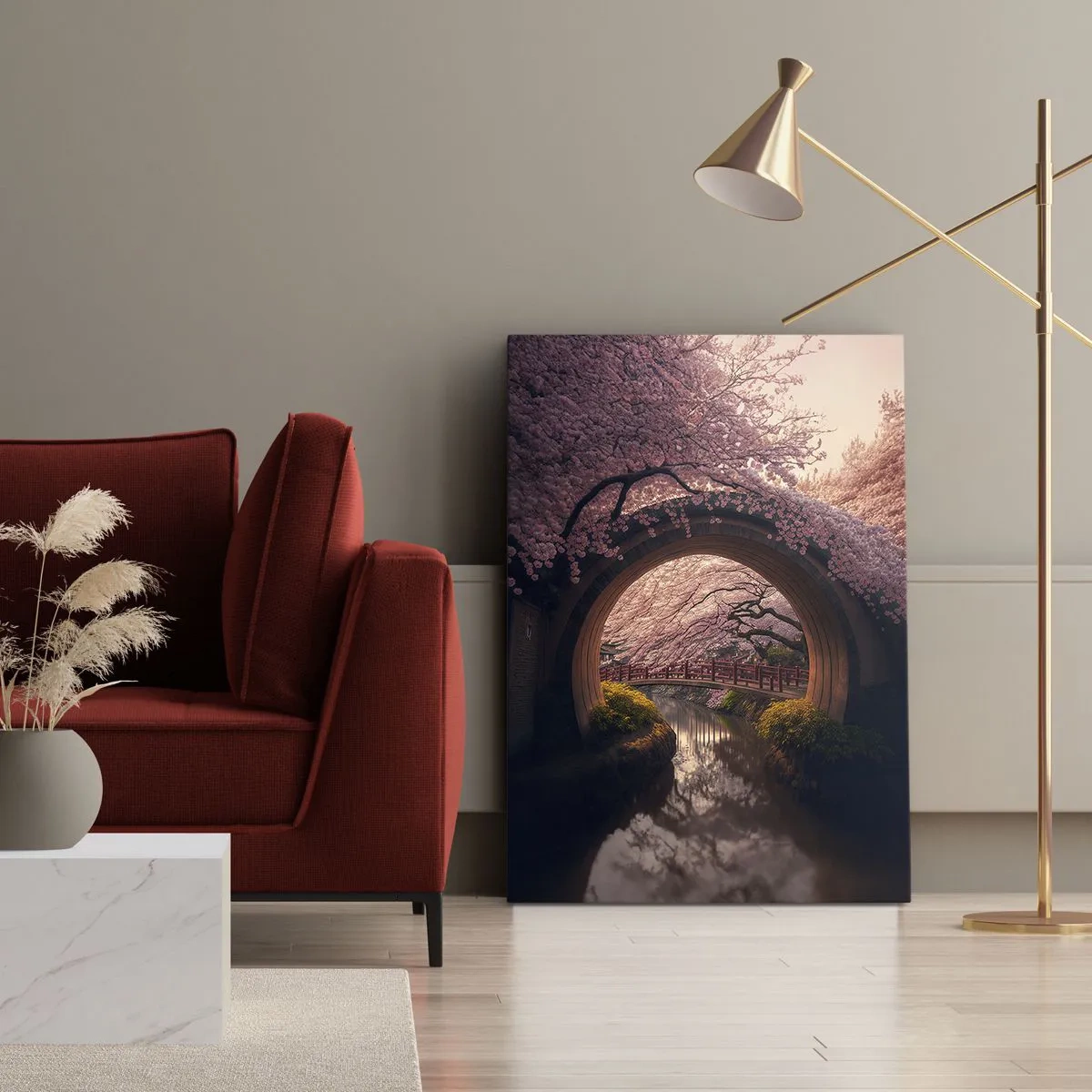 Bild auf Leinwand - Leinwandbild - Japanischer Frühling - 65x120 cm