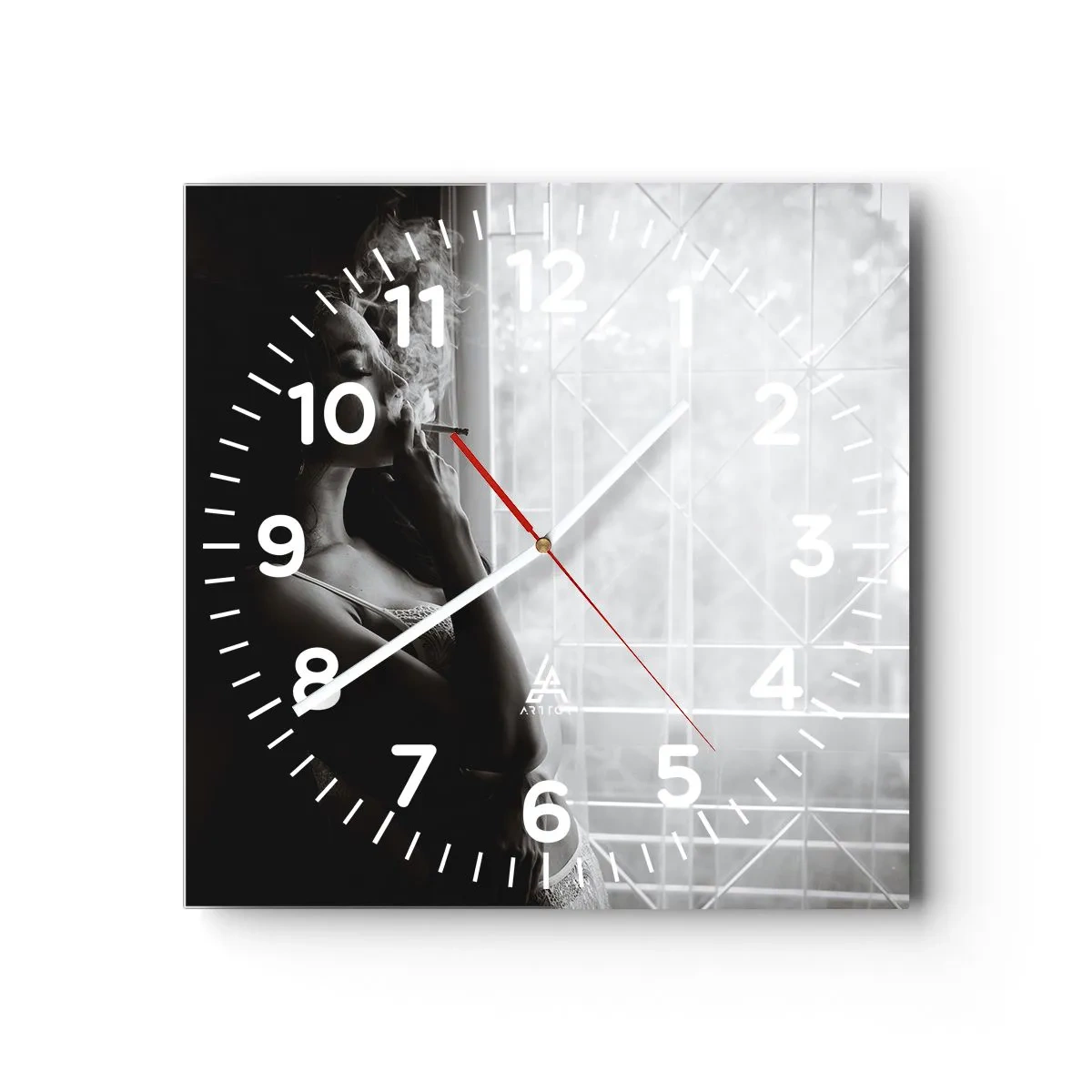 Wanduhr - Glasuhr - Sinnlicher Moment - 40x40 cm