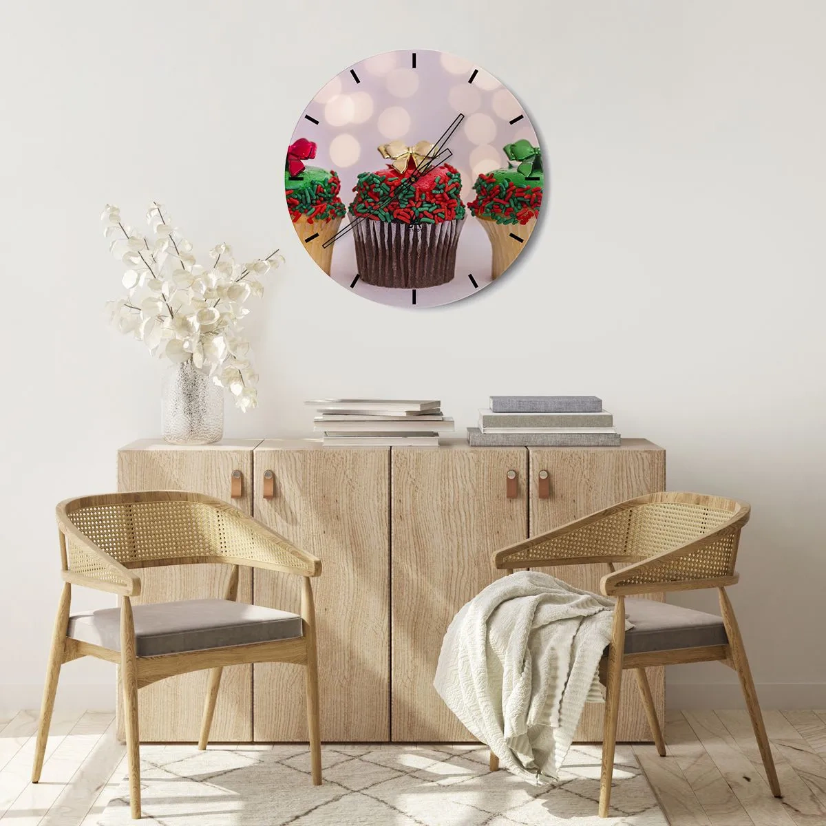 Wanduhr - Glasuhr - Süßigkeiten bis zu der Schleife - 40x40 cm