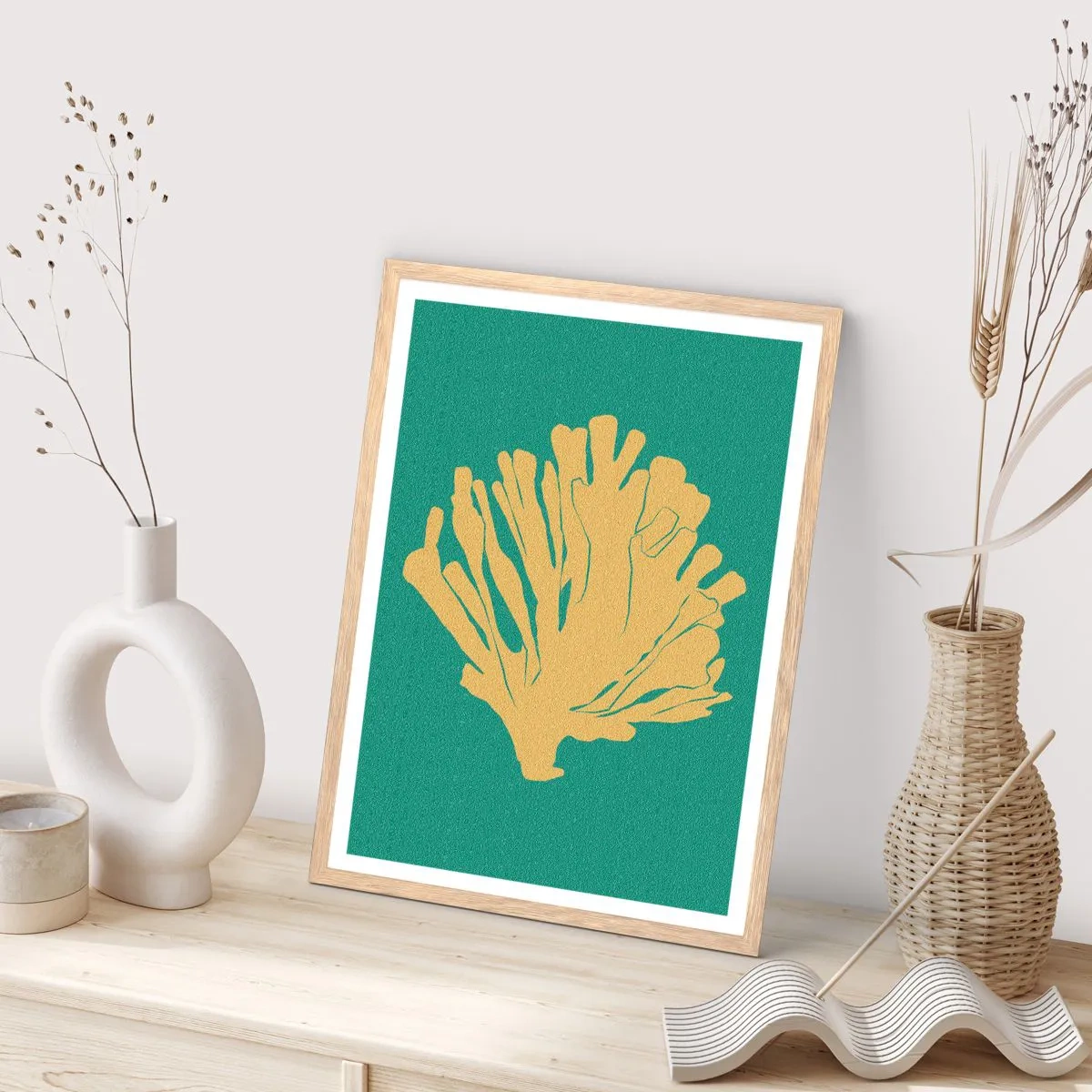 Poster in einem Rahmen aus heller Eiche - Unterwasserwaldbusch - 30x40 cm