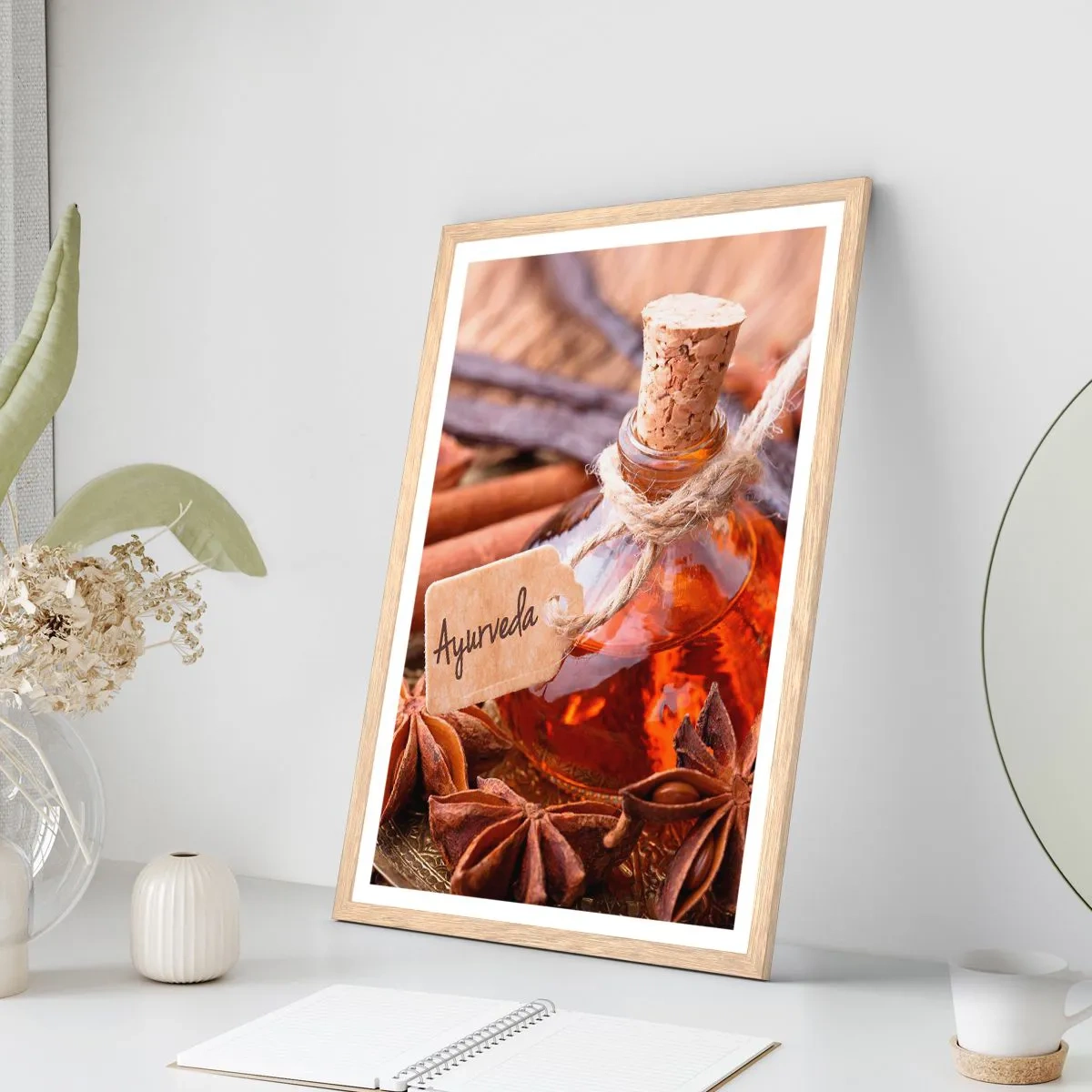 Poster in einem Rahmen aus heller Eiche - Zur Einheit von Körper und Geist - 30x40 cm