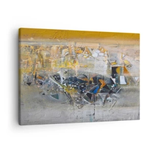 Bild auf Leinwand - Leinwandbild - Abstraktion mit dominanten Gelb- und Grautönen - 70x50cm - Alles wird gut - Moderne Wanddekoration für Wohnzimmer und Schlafzimmer ARTTOR