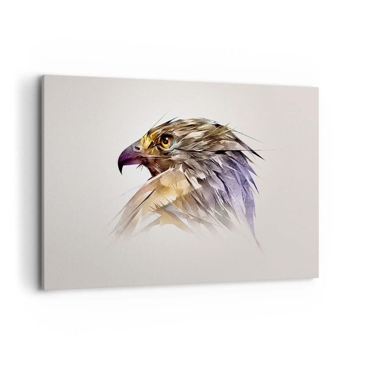 Bild auf Leinwand - Leinwandbild - Künstlerisches Porträt eines Adlers in Pastelltönen - 100x70cm - Porträt eines Kriegers - Moderne Wanddekoration für Wohnzimmer und Schlafzimmer ARTTOR