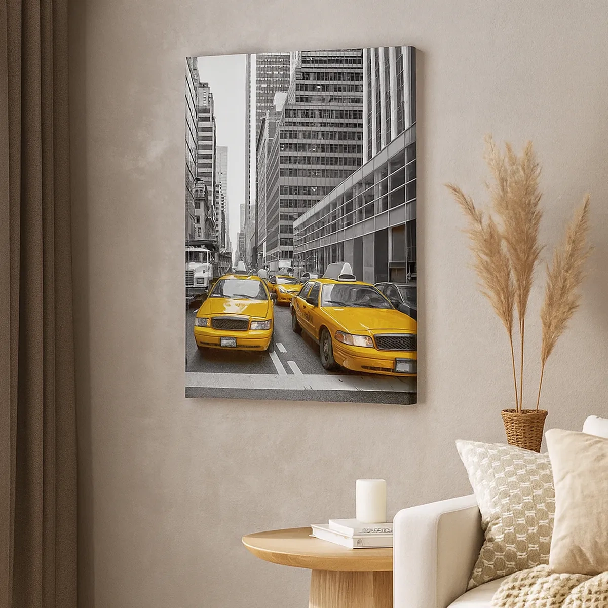 Bild auf Leinwand - Leinwandbild - Gelbe Taxis auf den Straßen von New York - 50x70cm - Wir färben die Stadt - Moderne Wanddekoration für Wohnzimmer und Schlafzimmer ARTTOR