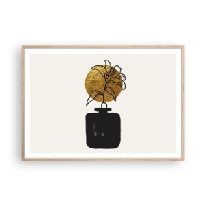 Poster in einem Rahmen aus heller Eiche - Schönheit ist Gold wert - 100x70 cm