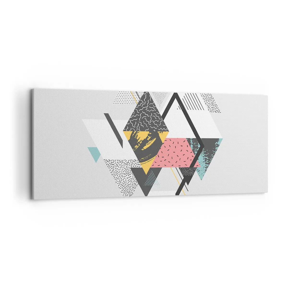 Bild auf Leinwand - Leinwandbild - Geometrische Muster auf hellem Hintergrund - 120x50cm - Variation über Dreieck und Raute - Moderne Wanddekoration für Wohnzimmer und Schlafzimmer ARTTOR