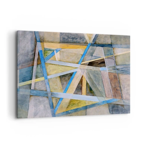 Bild auf Leinwand - Leinwandbild - Geometrische Komposition mit hellen und blauen Linien - 100x70cm - Gerade oder diagonal? - Moderne Wanddekoration für Wohnzimmer und Schlafzimmer ARTTOR