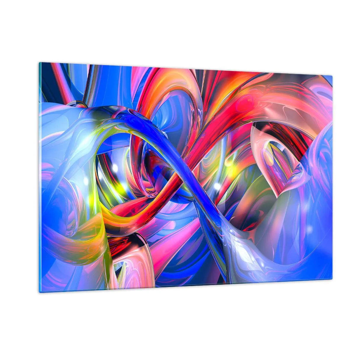 Glasbild - Bild auf glas - Abstrakte, farbenfrohe Linien und energetische Dynamik - 120x80cm - Ein Tanz der Farben - Moderne Wanddekoration für Wohnzimmer und Schlafzimmer ARTTOR