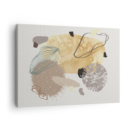 Bild auf Leinwand - Leinwandbild - Eine Komposition aus abstrakten Formen in Beige und Gelb. - 70x50cm - Angewandte Plumkologie - Moderne Wanddekoration für Wohnzimmer und Schlafzimmer ARTTOR
