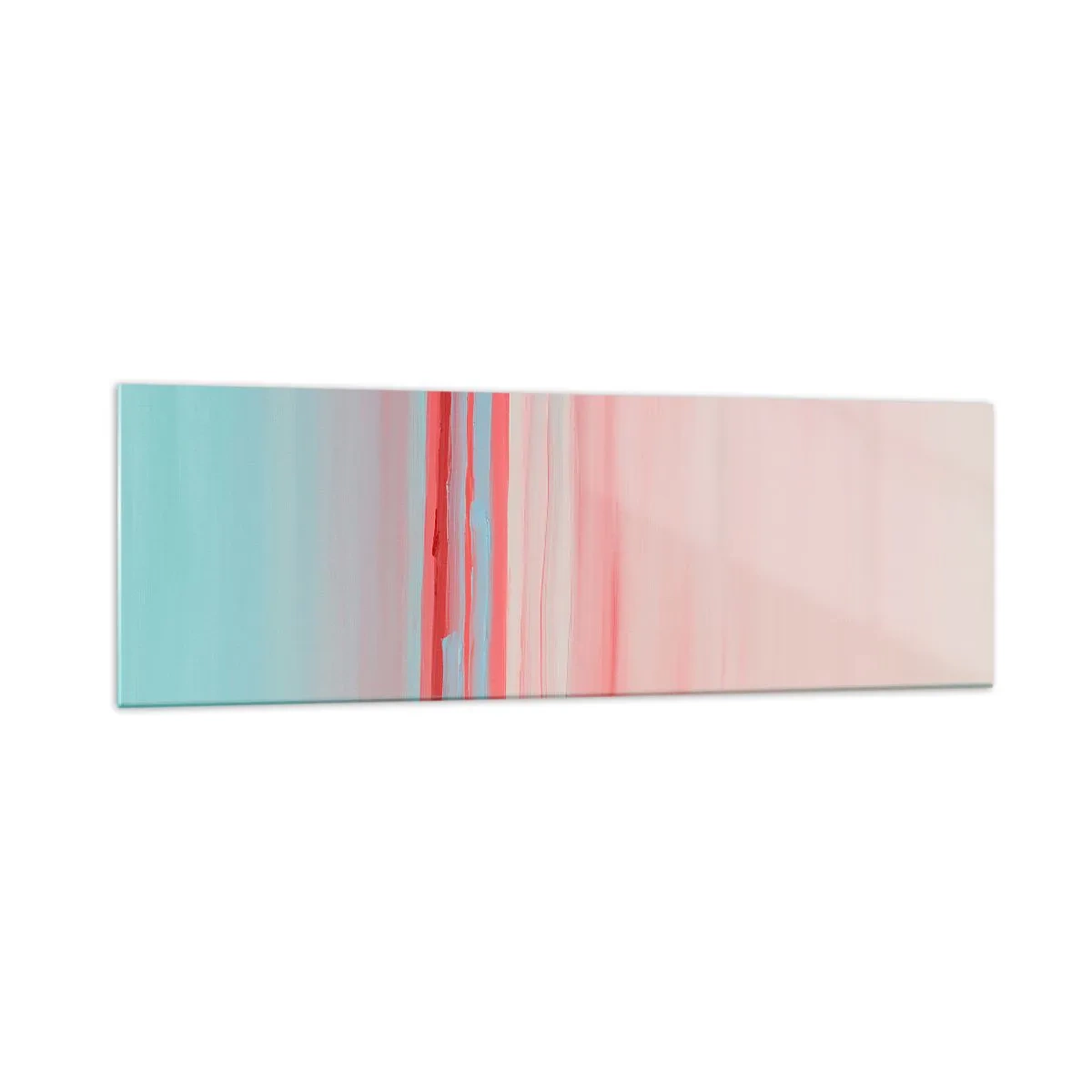 Glasbild - Bild auf glas - Pastellfarbene Linien in Rosa- und Blautönen in einer minimalistischen Komposition - 160x50cm - Abstraktion im Morgengrauen - Moderne Wanddekoration für Wohnzimmer und Schlafzimmer ARTTOR