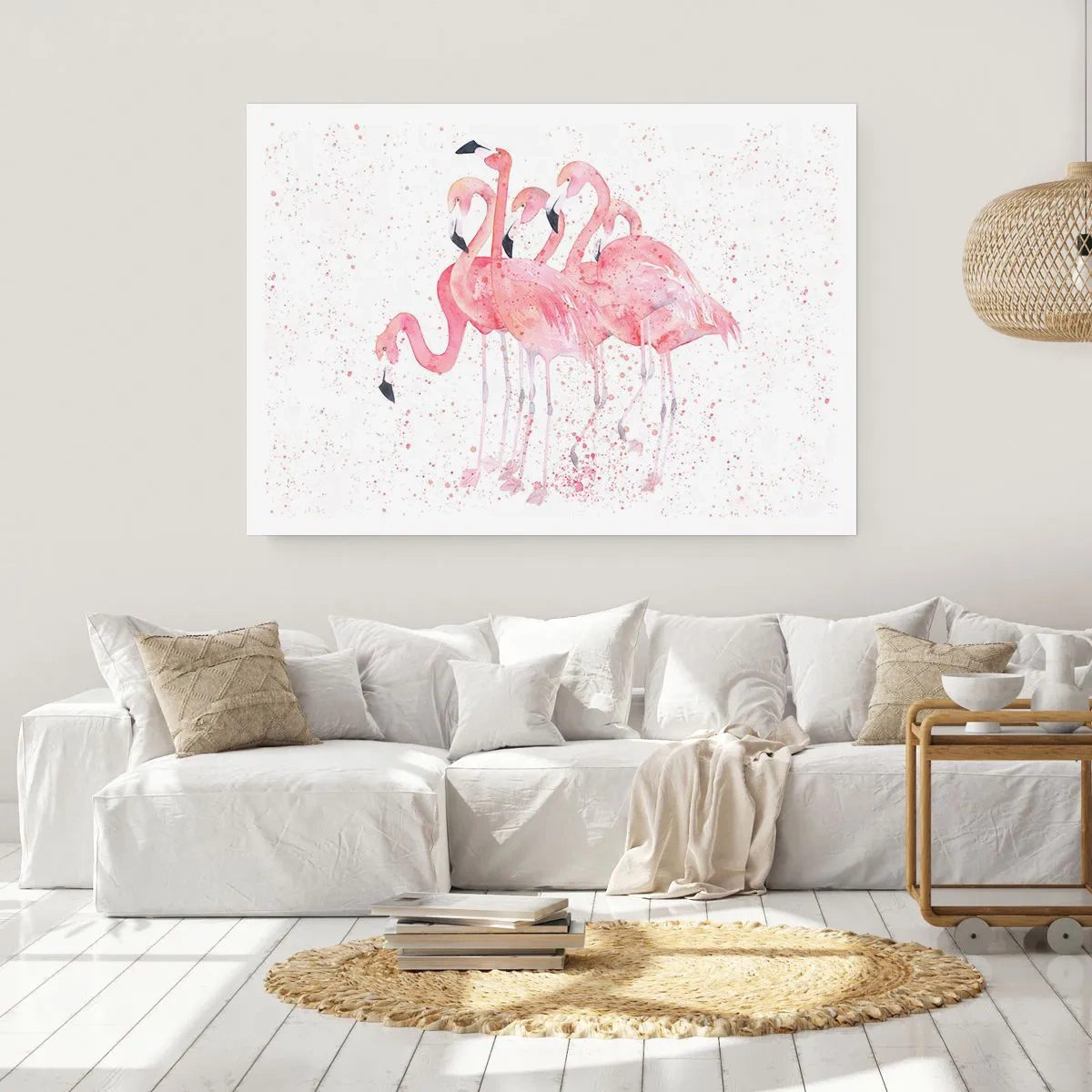 Poster - Rosa Flamingos im künstlerischen Aquarellstil - 100x70cm - Rosa Ensemble - Moderne Wanddekoration für Wohnzimmer und Schlafzimmer ARTTOR