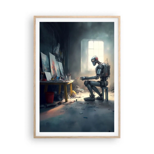 Poster in einem Rahmen aus heller Eiche - Schöpfungsakt - 70x100 cm