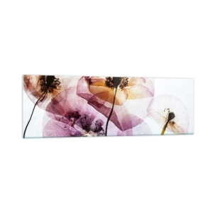 Glasbild - Bild auf glas - Zarte transparente Blüten in Pastelltönen - 160x50cm - Transparente Körperblumen - Moderne Wanddekoration für Wohnzimmer und Schlafzimmer ARTTOR