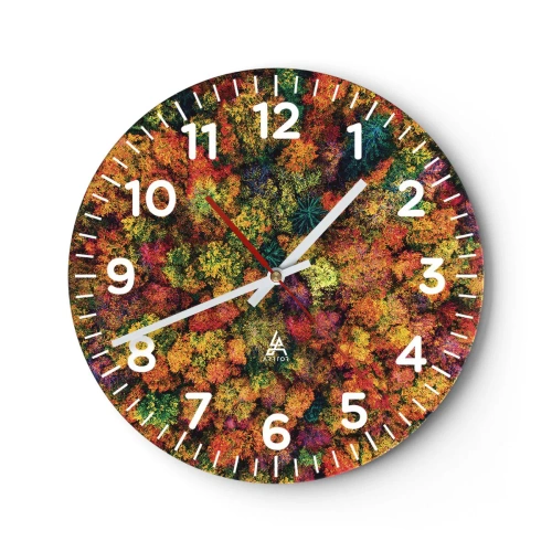 Wanduhr - Glasuhr - Blumenstrauß aus Herbstbäumen - 40x40 cm
