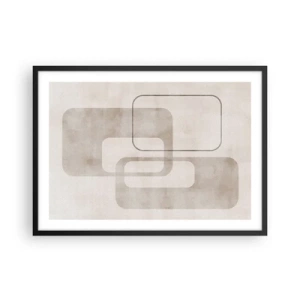 Poster in einem schwarzem Rahmen - Eine minimalistische Komposition mit Rechtecken in Beigetönen auf dezentem Hintergrund. - 70x50cm - Geometrische Fuge - Moderne Wanddekoration für Wohnzimmer und Schlafzimmer ARTTOR