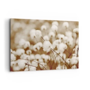 Bild auf Leinwand - Leinwandbild - Ein Feld mit zarten Pflanzen in Sepiatönen - 100x70cm - Flauschiges Kornfeld - Moderne Wanddekoration für Wohnzimmer und Schlafzimmer ARTTOR