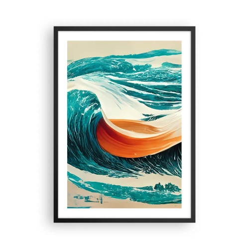 Poster in einem schwarzem Rahmen - Eine dynamische Welle in abstrakten Farben - 50x70cm - Traum eines Surfers - Moderne Wanddekoration für Wohnzimmer und Schlafzimmer ARTTOR