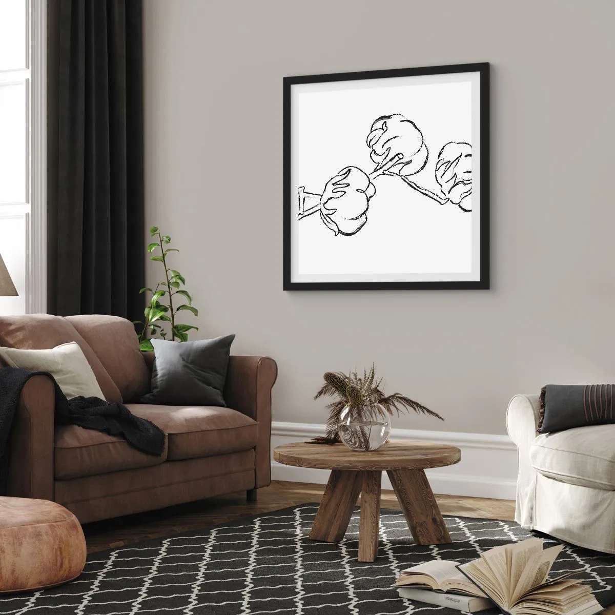 Poster in einem schwarzem Rahmen - Baumwolldaunen - 60x60 cm