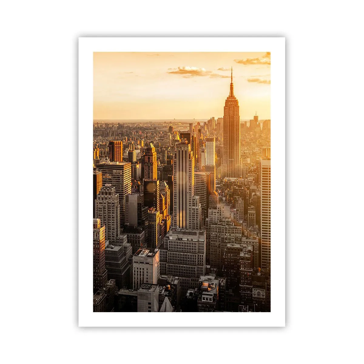 Poster - Skyline von Manhattan bei Sonnenuntergang vom Empire State Building aus - 50x70cm - In der Sonne wachsen - Moderne Wanddekoration für Wohnzimmer und Schlafzimmer ARTTOR