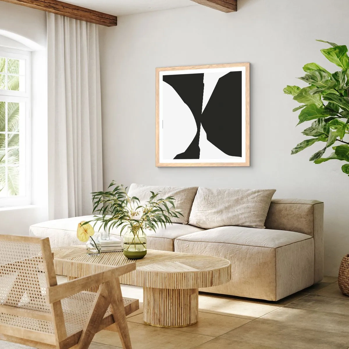 Poster in einem Rahmen aus heller Eiche - Positiv negativ - 50x50 cm