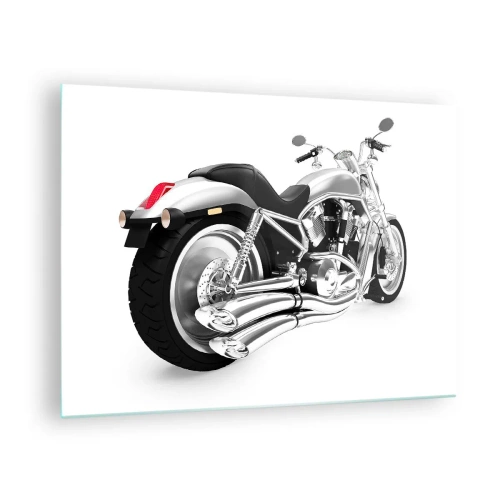 Glasbild - Bild auf glas - Ein verchromtes Motorrad im modernen Stil auf weißem Hintergrund - 70x50cm - Ein Sammlertraum - Moderne Wanddekoration für Wohnzimmer und Schlafzimmer ARTTOR
