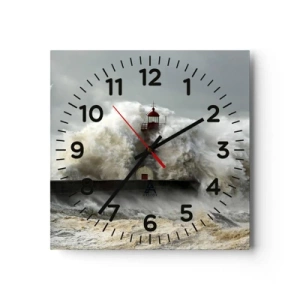 Wanduhr - Glasuhr - Die Wut des Ozeans - 40x40 cm