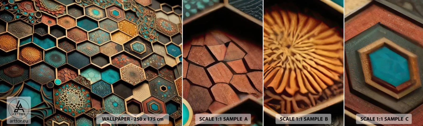 Fototapetenmuster Standard Eco - Arabische Ornamente – Variation - Würfel, Mosaik, Muster - 100x30 cm